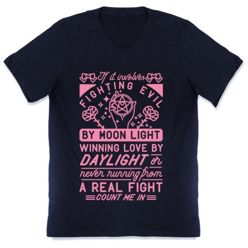 If It Involves Fighting Evil By Moon Light V-Neck